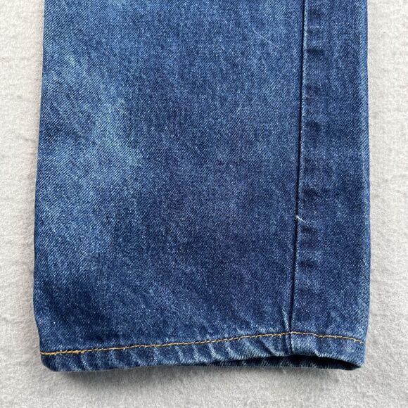 Levis 505 Orange Tab Mid Rise Dark Wash Distressed Denim‎ Blue Jeans Mens 36x32 - Picture 5 of 16
